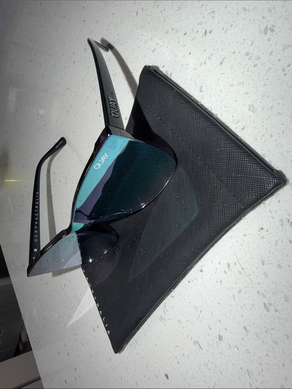 Quay Australia Black Shield Sunglasses with Iridescent Lenses
